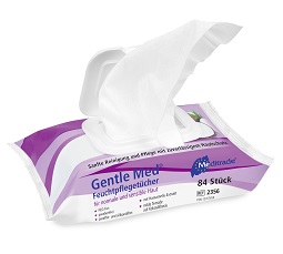 Gentle Med® Moist Care Wipes<br>for normal and sensitive skin, cotained Hanel extract，natural Betaine, mild coconut oil-based surfactants